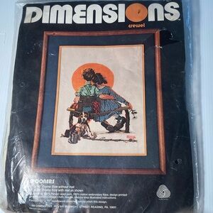 1981 Dimensions Crewel Norman Rockwell kit. #1201 “spooners” 12‎ x 16